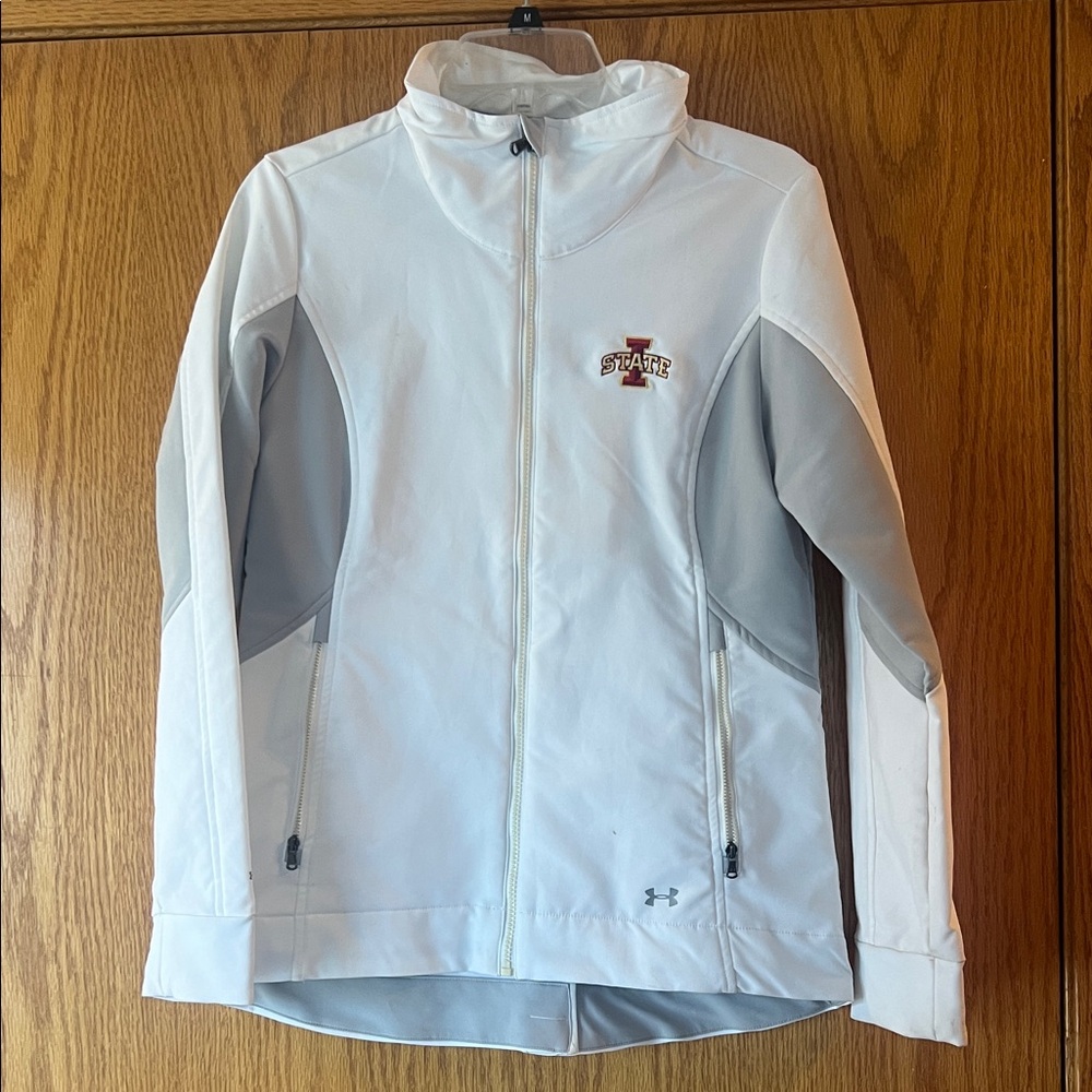 Under Armour White And Gray Softshell Utility Jac… - image 1